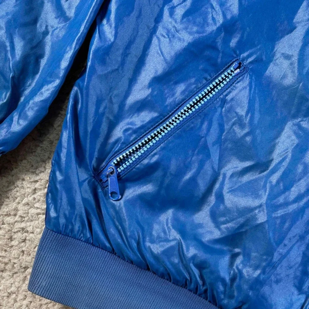 Vintage Izod Lacoste Mens XL Blue Full Zip Hooded Windbreaker Jacket 80s 90s